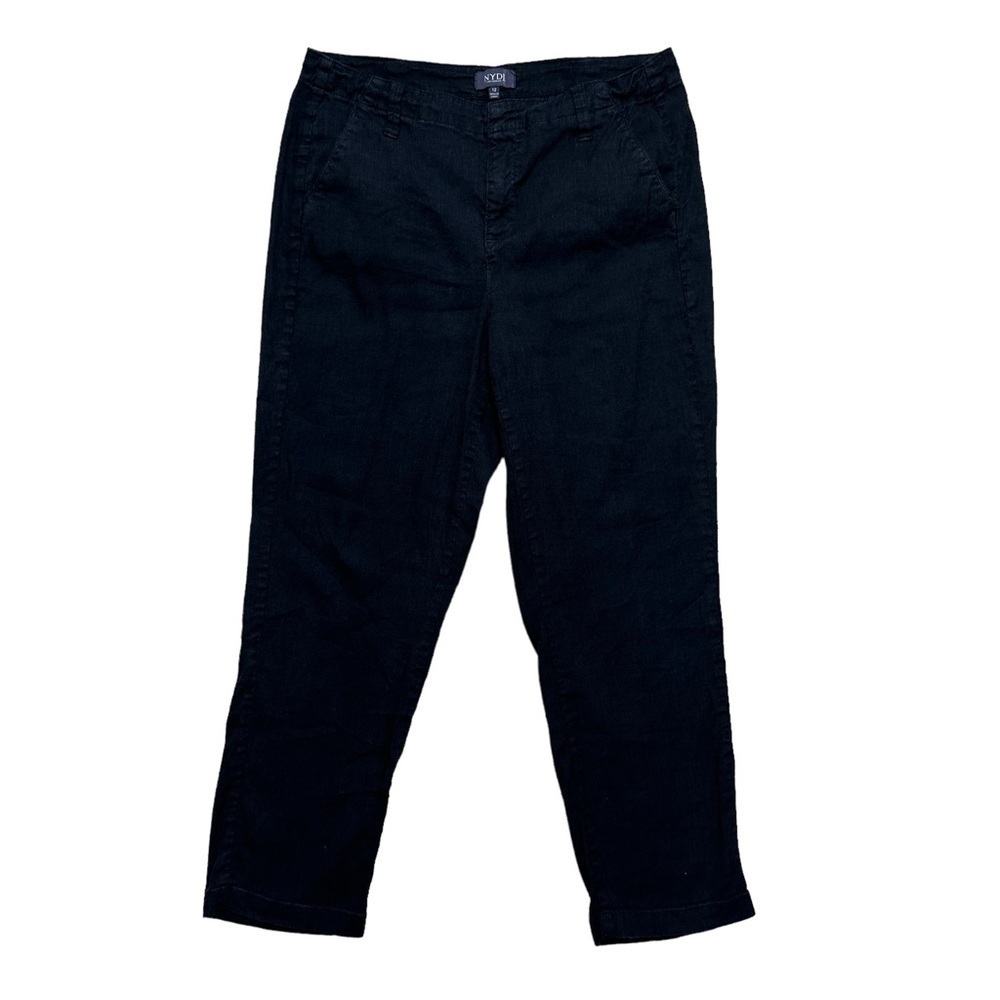 NYDJ Black Linen Blend Straight Leg Pants US 12